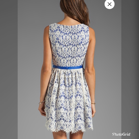 Shoshanna June Lace Dress: Ivory/French Blue - Picture 8 of 9